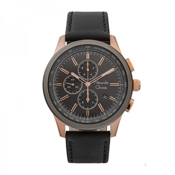 Alexandre Christie AC 6558 Rosegold Black Leather MCLBRBA